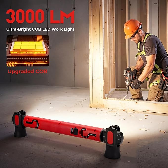Work Light, 3000LM Ultra Bright LED Magnetic Light Bar, 5200mAh Cordless - Image 2