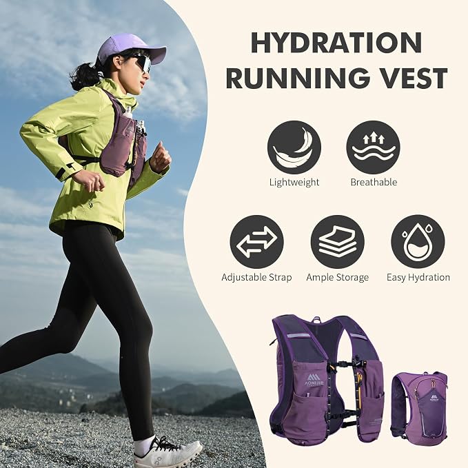 AONIJIE Running Hydration Vest for Men & Women, 8L Hydration Backpack, - Image 5