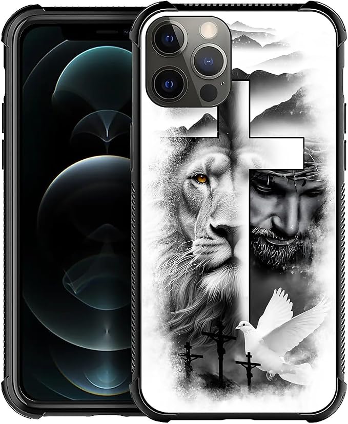 for iPhone 11 Pro Case, Lion Cross Jesus Christ Dove Pattern Made of Soft by FKBRCL4U
