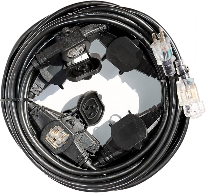 50FT 12 Gauge SJTW Power Extension Cord 3 Prong, 5-15R Male Plug to Female by oviitech