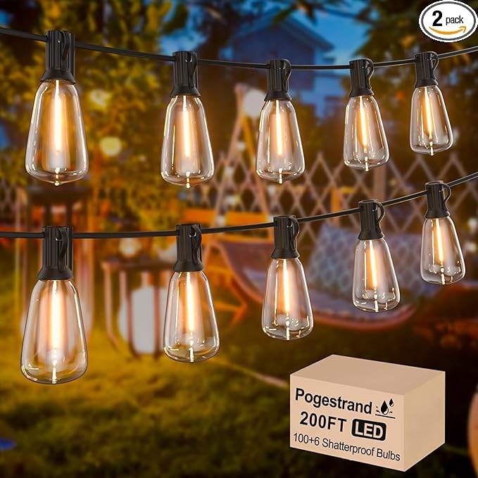 LED Outdoor String Lights 200ft ST38 Waterproof Patio Lights by Pogestrand