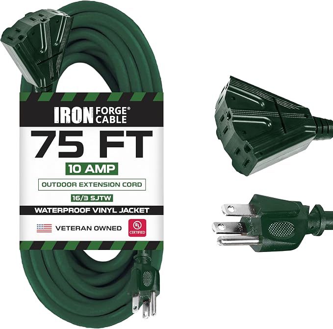 Iron Forge Cable 75ft Green Outdoor Extension Cord by IronForgeCable