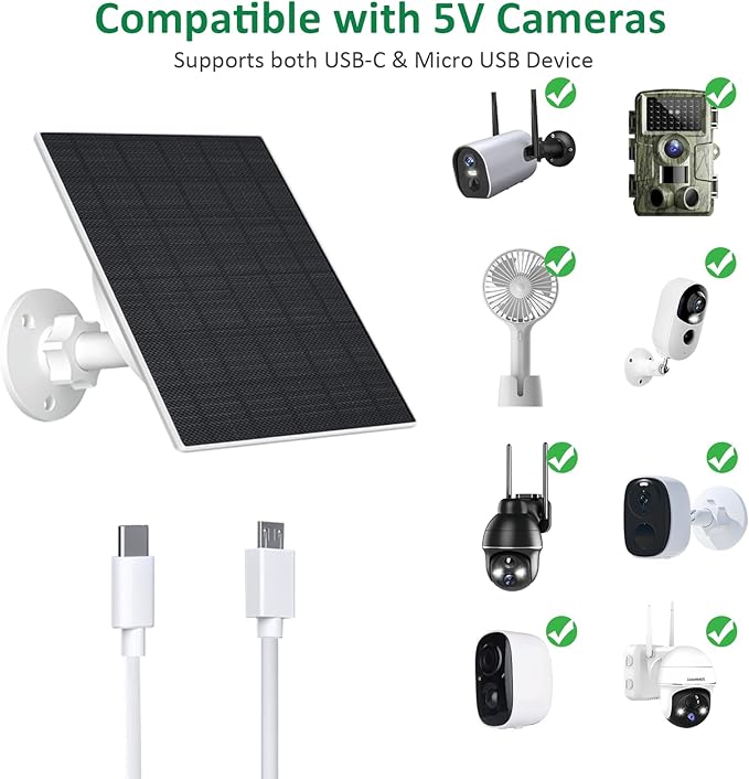 Zivif 10W Solar Panel for Security Camera, 10400mAh Built-in Battery, 5V - Image 2