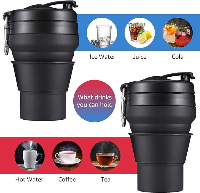 Collapsible Coffee Cup, 16 OZ 480ml Large Silicone Folding Camping Mug - Image 3
