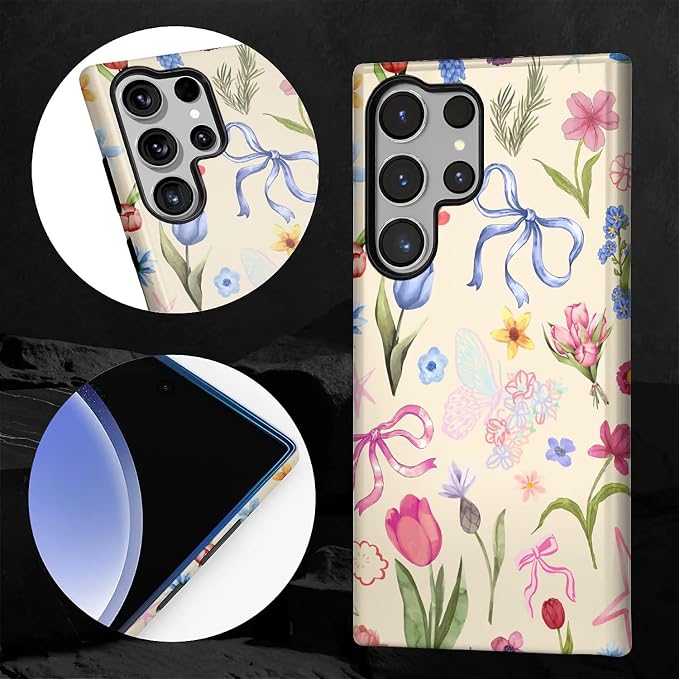 for Samsung Galaxy S23 Ultra Case, HL2 Aesthetic Flower Preppy Collage Hybrid 2 - Image 4