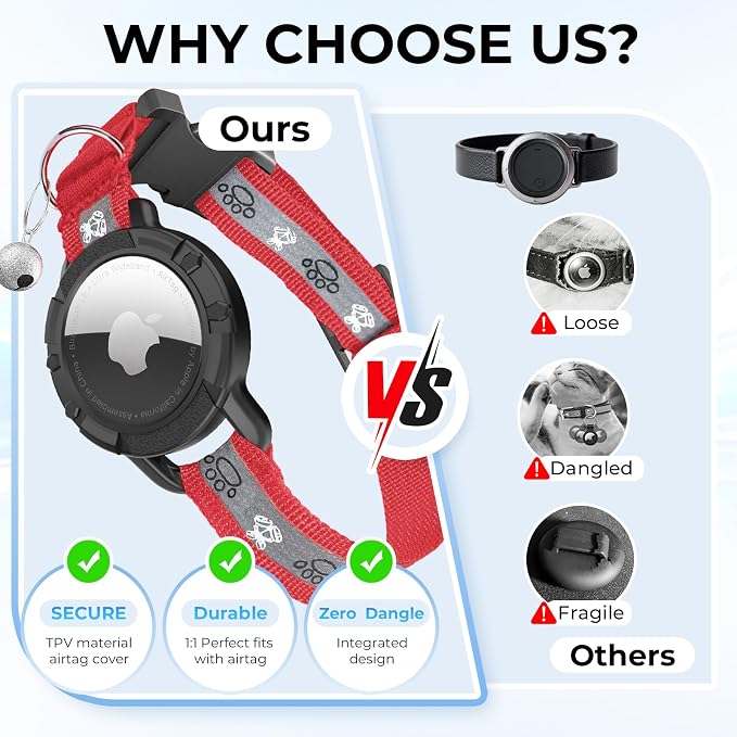 Breakaway AirTag Cat Collar, Reflective Cat Tracker Collar - Image 7