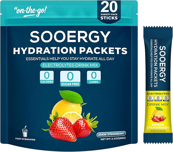 Electrolytes Powder Packets Sugar Free Hydration Packets, Liquid Daily IV by Sooergy