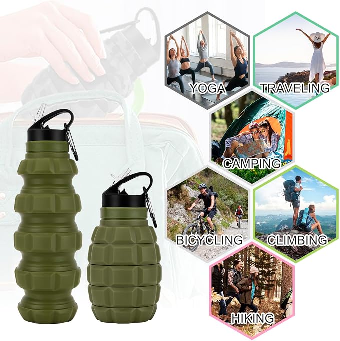 QiCheng&LYS Collapsible Water Bottle Sports Bottle 19.5OZ/580ml Travel Water - Image 4