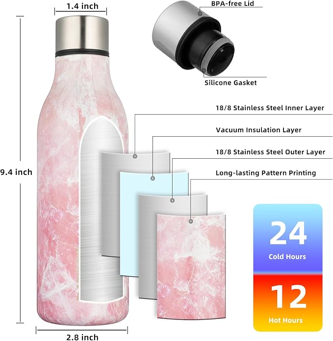 BJPKPK Insulated Water Bottles, 18 oz Stainless Steel Metal Water Bottle - Image 3