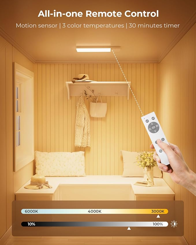 FULEN 2 Pack Rechargeable Motion Sensor Ceiling Light RGB Color, Closet Light - Image 6