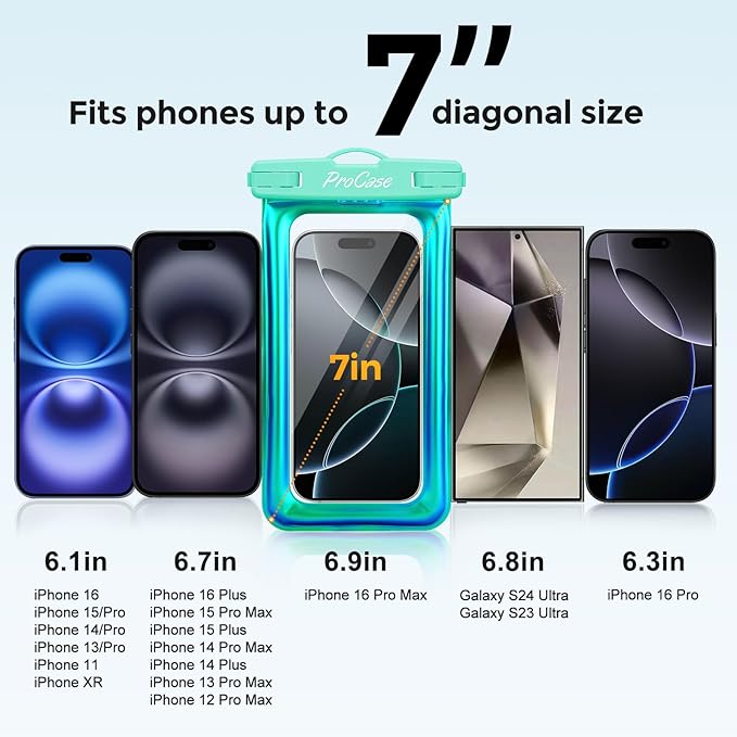 ProCase 2 Pack Floating Waterproof Phone Pouch IPX8, Universal Dry Bag Fits - Image 5