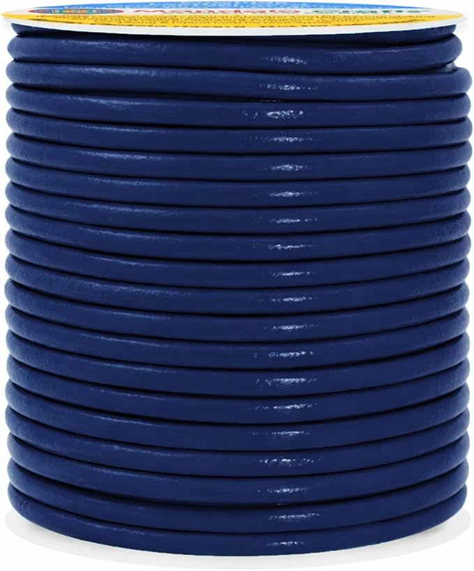 Mandala Crafts Round Genuine Navy Blue Leather Cord - Image 3