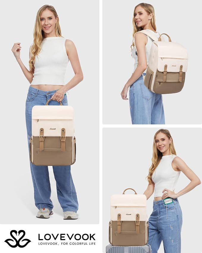 LOVEVOOK Laptop Backpack for Women Vintage Travel Backpack Purse Airline - Image 6