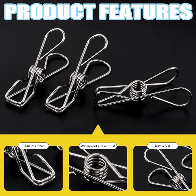 145 Pcs Multi-Purpose Stainless Steel Clothes Pins - Image 3