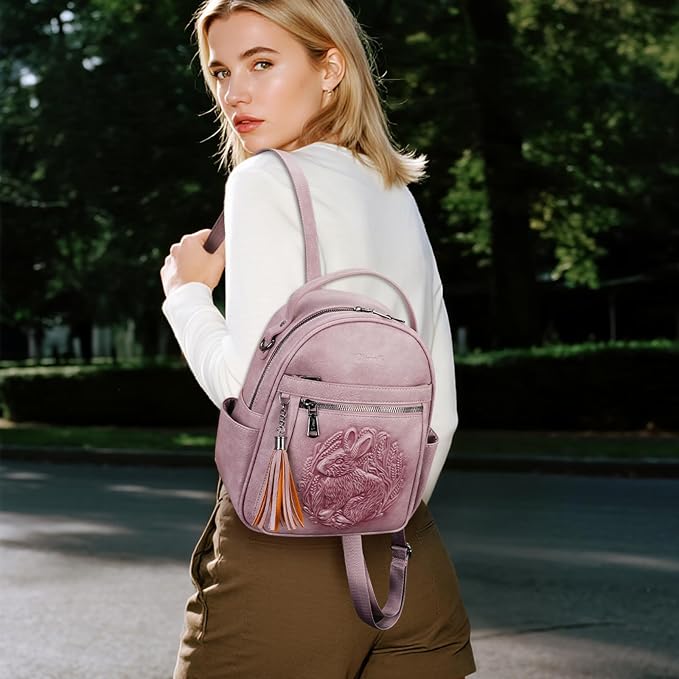 Mini Backpack Purse for Women, Embossed Leather Small Backpack Fashion Travel - Image 2