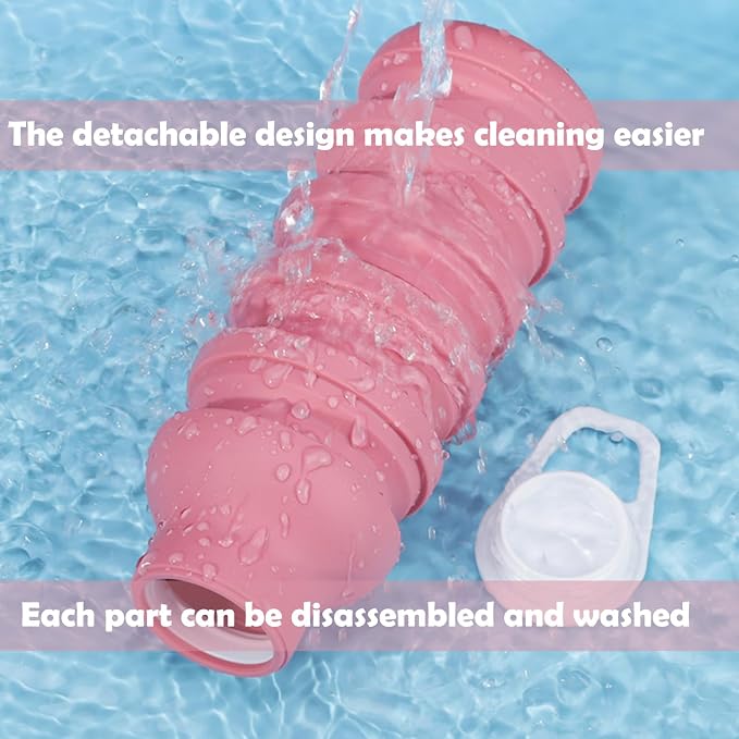 Collapsible Silicone Water Bottle - 20oz Foldable - Image 4
