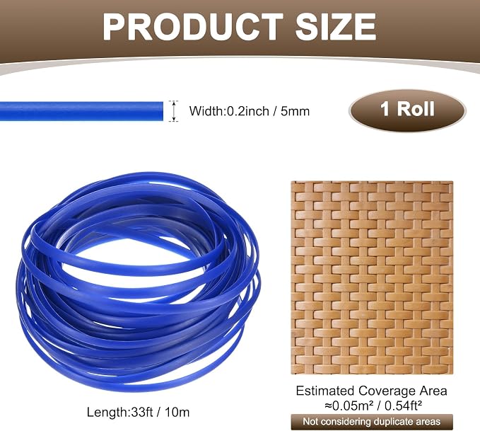 M METERXITY 1-Pack Wicker Repair Kit, 5mm x 33ft/10m Plastic Flat Rattan - Image 3