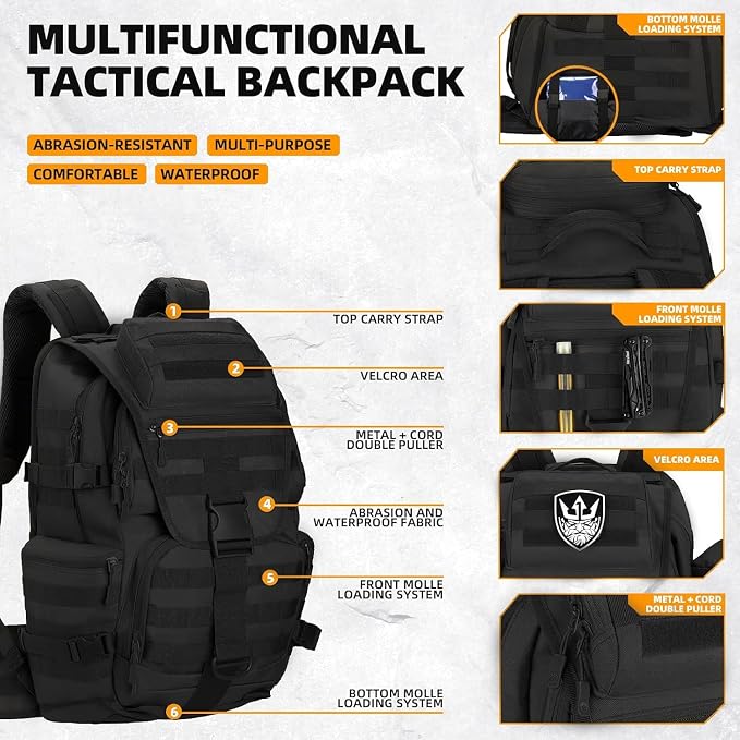 50L Military Tactical Backpack 3 Day Assault Pack Molle Daypack Hiking Backpack - Image 4