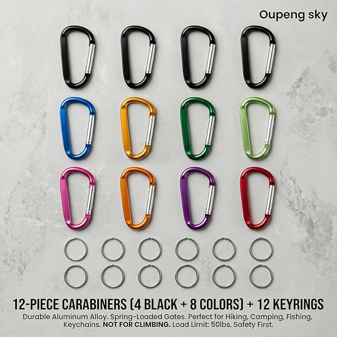 12PCS Carabiner Keychain Clip - Image 2
