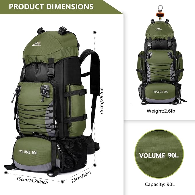 90L Hiking Backpack, Waterproof Camping Bag - Image 4