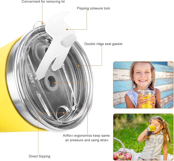 Kids Stainless Steel Cups with Lids, Spill Proof Metal Tumblers With Stainless - Image 4