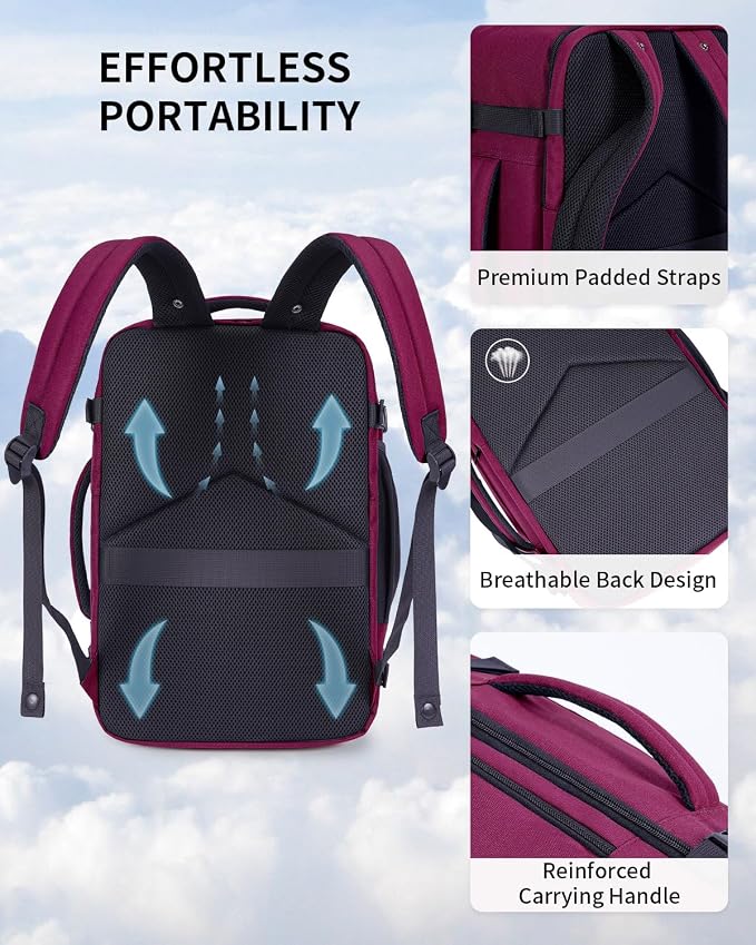 ECOHUB 17" Small Travel Backpack, United Airlines Personal Item Bag 17x10x9 - Image 5