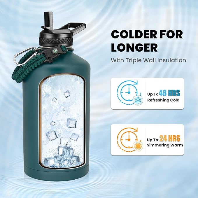 RAYMYLO One Gallon Water Bottle Insulated, Triple Walled Vacuum Stainless Steel - Image 2