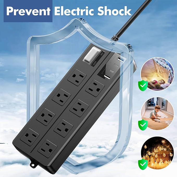 15FT Outdoor Waterproof Power Strip Surge Protector - Image 4