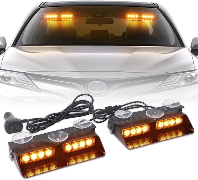 XRIDONSEN Amber 2 in 1 Emergency Dash Strobe Lights Interior Windshield Lights by XRIDONSEN