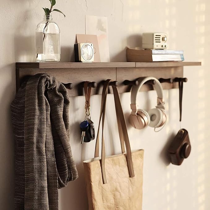 Entrance Coat Rack ，Coat Hooks, Wall-Mounted Wooden Hook Rack, Wall-Mounted - Image 4