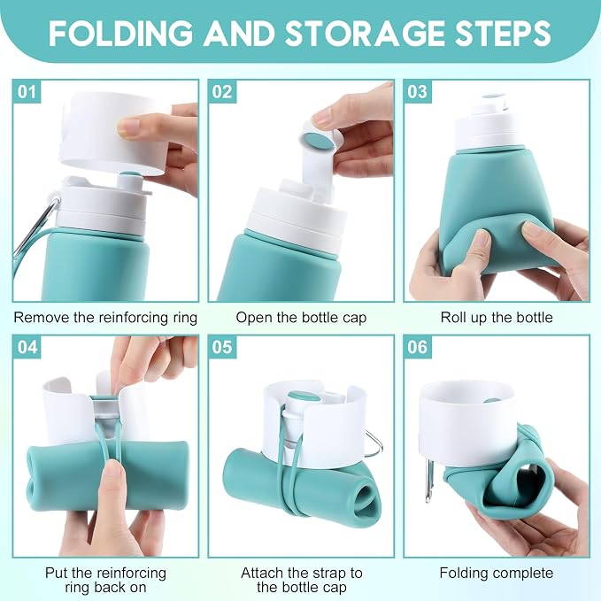 LemonRoad 4 Pcs 26 oz Silicone Collapsible Water Bottle, Portable Foldable - Image 7