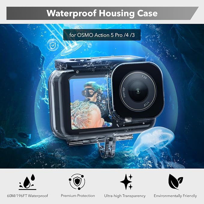 Waterproof Case for DJI Action 5 Pro/Action 4/3, Protective Diving Housing - Image 2