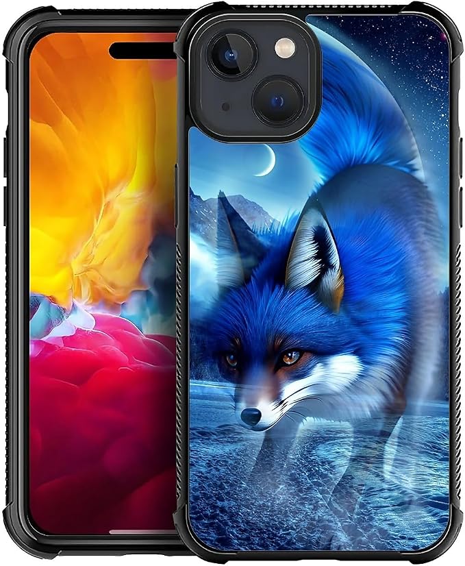 for iPhone 15 Case, Snowy Mountain Fox Lake Pattern Graphic Design Girl Boy by FKBRCL4U