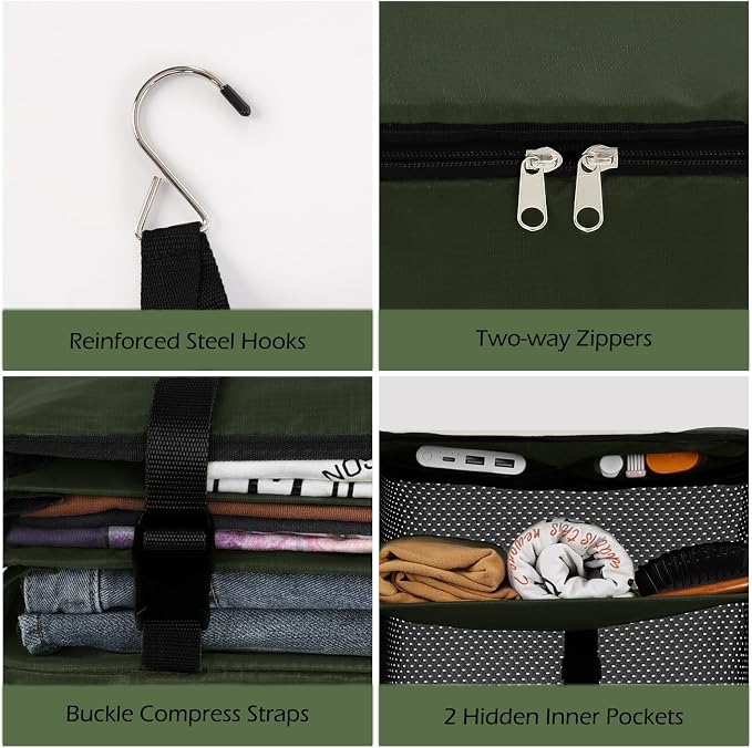 Surblue Hanging Closet Storage Bag Collapsible 3-Shelf Washable Oxford Fabric - Image 6