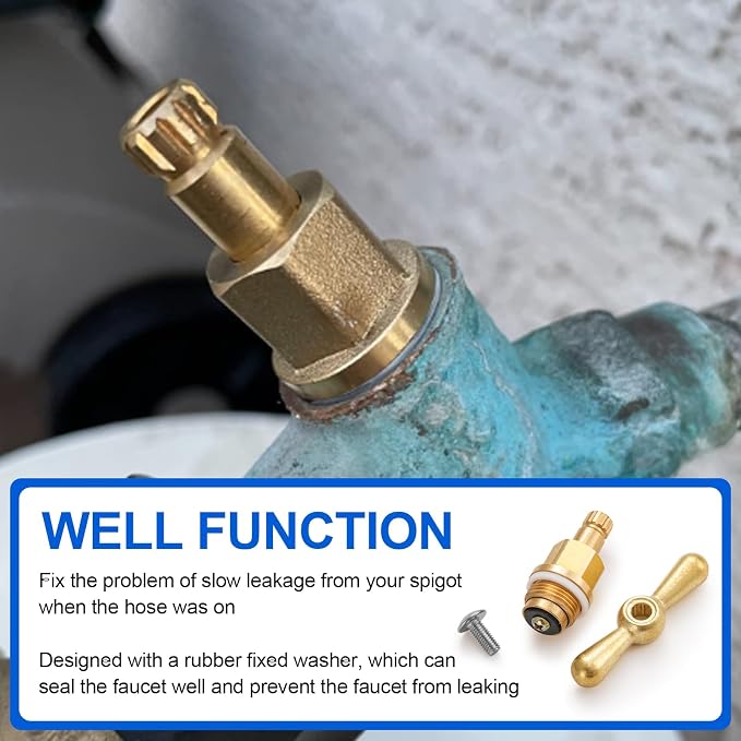 PK1100 Brass Globe Valve Faucet Stem Assy and PP806-15 Broach Sillcock Tee Hose - Image 3