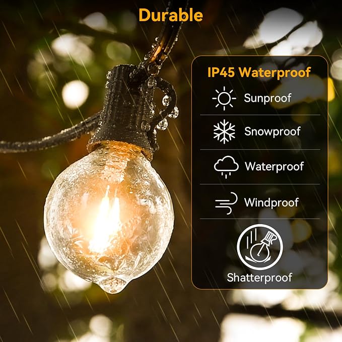 100ft Outdoor String Lights Waterproof/Connectable/Dimmable - Image 3