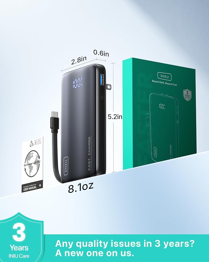 INIU Portable Charger, Ultra Slim & Small 45W Fast Charging Power Bank - Image 8