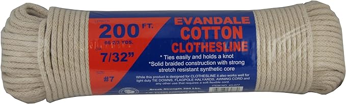 T.W Evans Cordage 43-077 7/32-Inch Evandale Cotton Clothesline 200-Feet Hank by T.W+.+Evans+Cordage+Co.