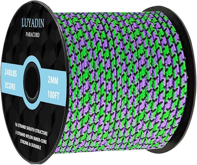 Paracord 240lb - Diameter 2mm Micro Utility Cord -3 Strand Parachute Spool Cord by LUYADIN