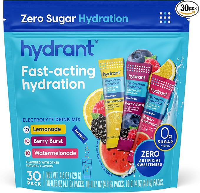 HYDRANT Hydrate Zero Sugar, Individual Hydration Electrolyte Powder Stick by Hydrant