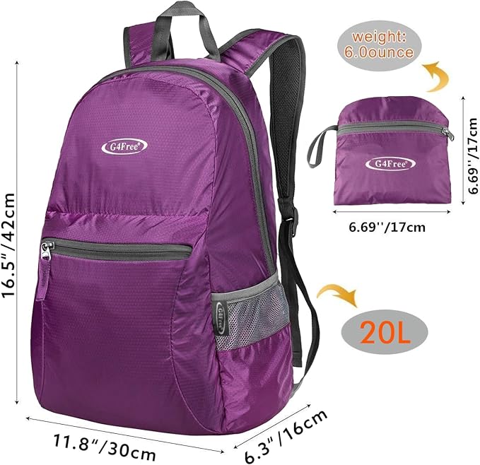 G4Free 20L Lightweight Packable Backpack Travel Hiking Daypack Foldable Backpack - Image 2