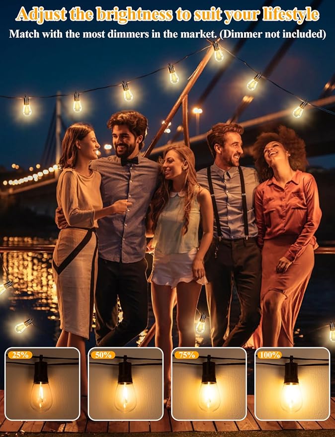 Brightever 25FT Outdoor String Lights Waterproof, LED Patio Lights - Image 6