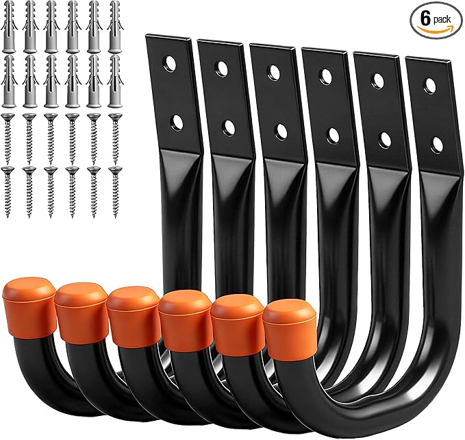 HORUSDY 6-Pack Heavy Duty Metal Wall Hooks, Large Garage Storage & Organization by HORUSDY