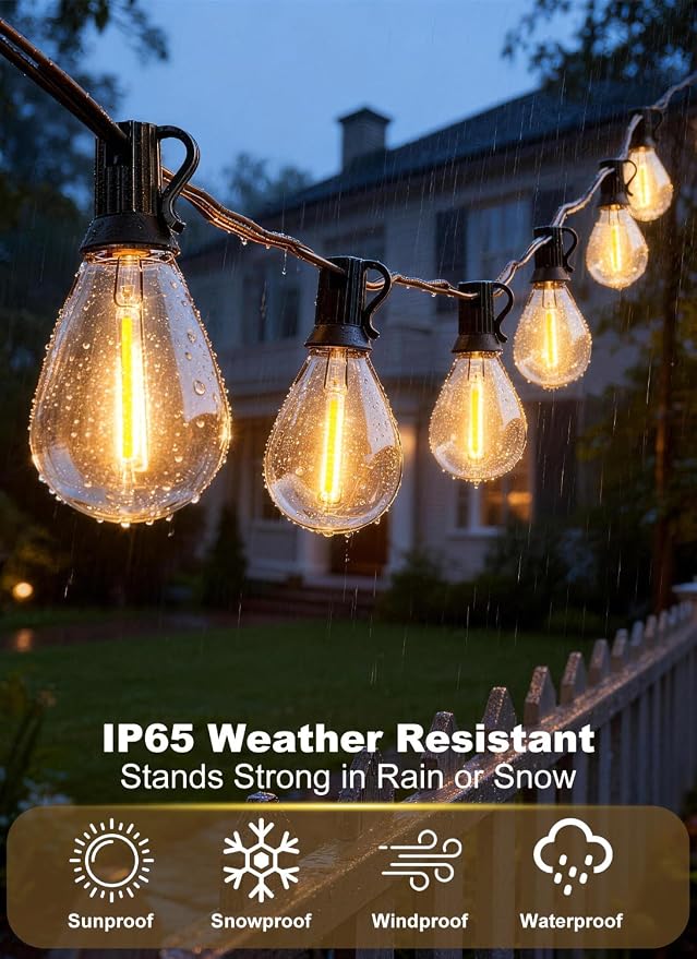 50FT Outdoor String Lights Waterproof, 20+1 Shatterproof S11 LED Bulbs - Image 3