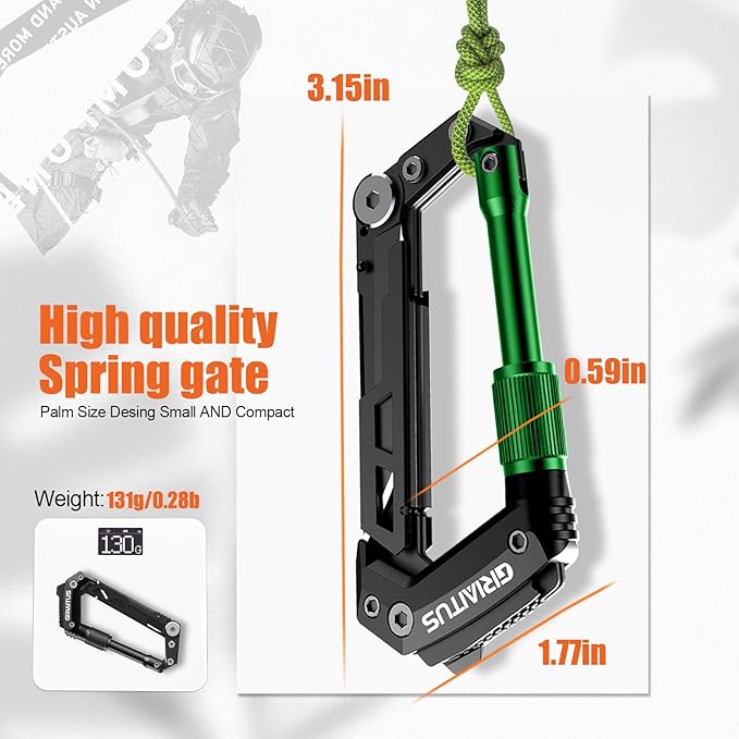 Carabiner Multitool with Pocket Knives, EDC Carabiners, Serrated Knife - Image 3
