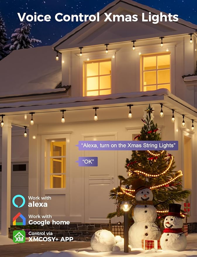 XMCOSY+ Smart Outdoor String Lights, 98Ft LED Patio Lights Waterproof IP65 - Image 3