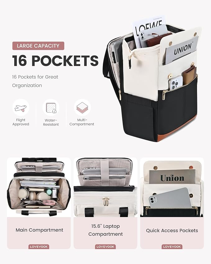 LOVEVOOK Laptop Backpack for Women, 15.6 Inch Work Laptop Bag - Image 2