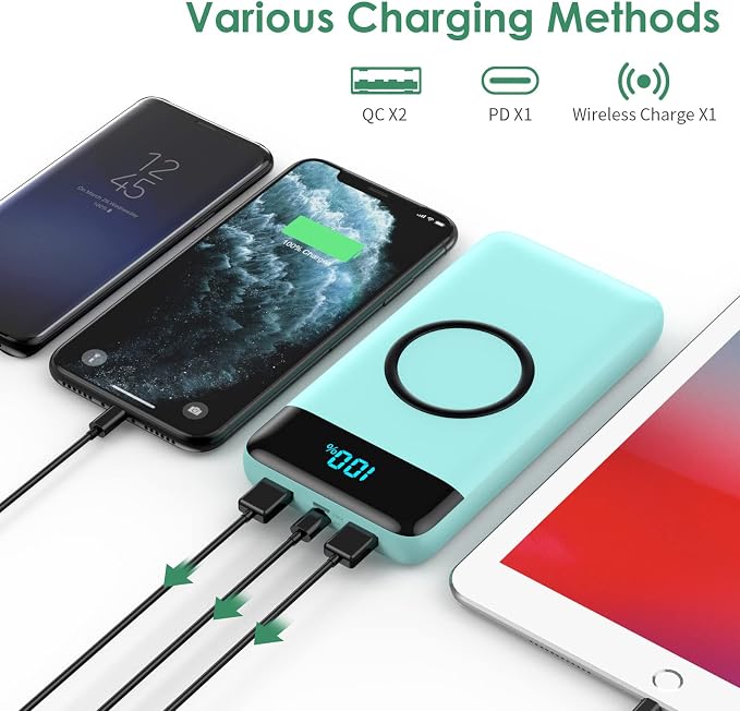 Wireless Portable Charger 30, 15W Wireless Charging USB C Power Bank, 25W PD QC - Image 3
