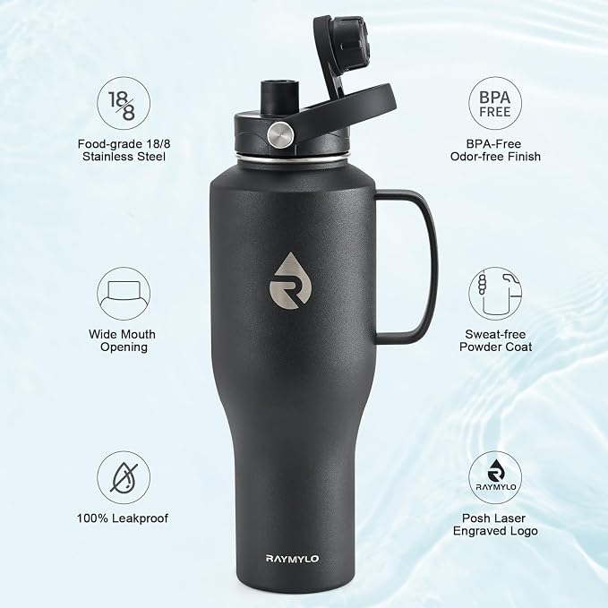RAYMYLO Insulated Water Bottle 40oz, Stainless Steel Water Bottle - Image 4