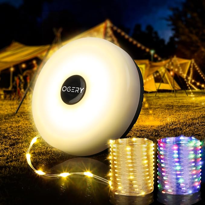 OGERY Camping String Lights, 4 in 1 Quick Storage 32.8FT Rechargeable Tent by OGERY
